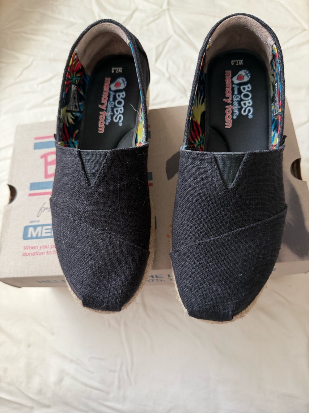 BOBS from Skechers Women's Black Slip-On Canvas Casual Shoes